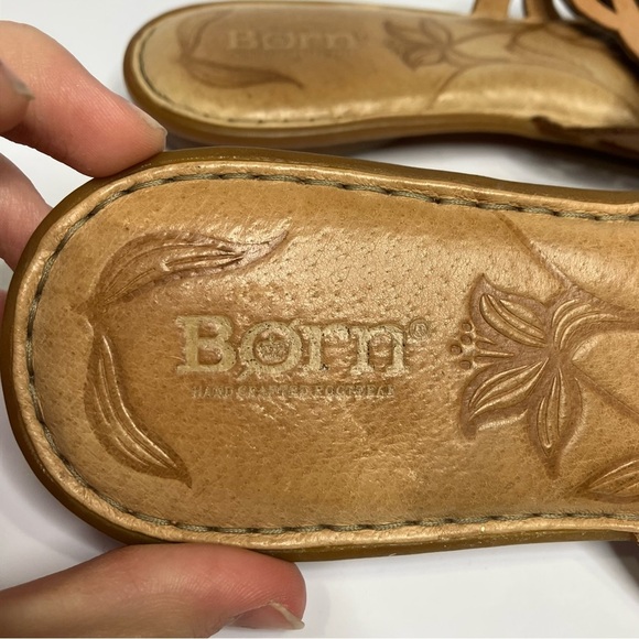 Born Mani Natura slide sandals perforated‎ tan leather women’s size 7/38 casual - Picture 7 of 8